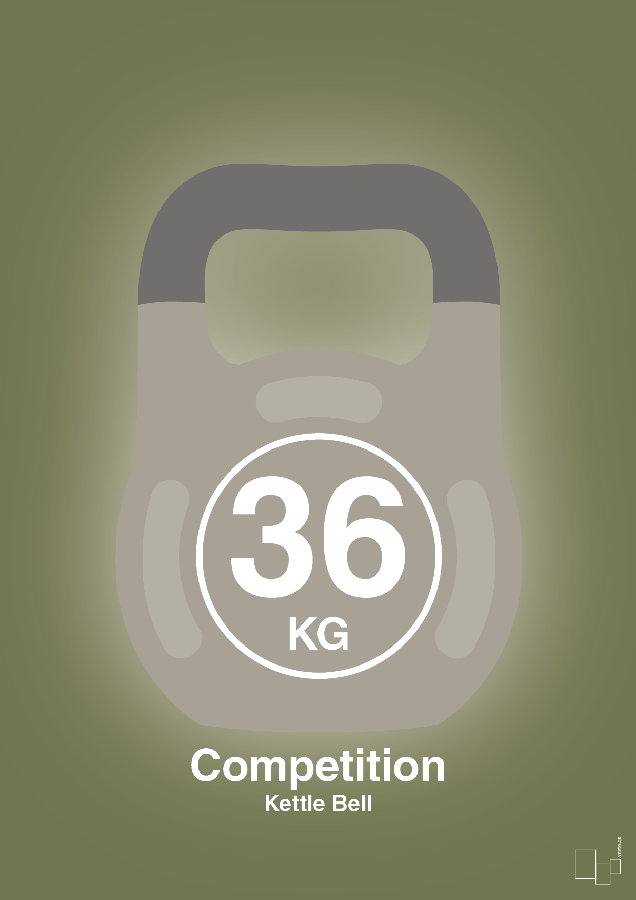 kettle bell 36 kg - competition color - Plakat med Grafik i Secret Meadow
