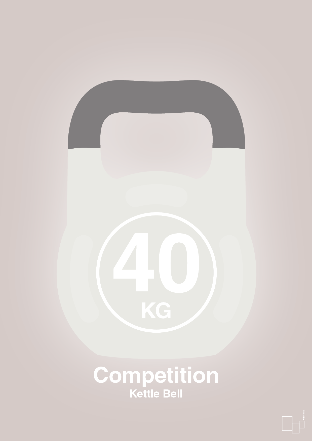 kettle bell 40 kg - competition color - Plakat med Grafik i Broken Beige