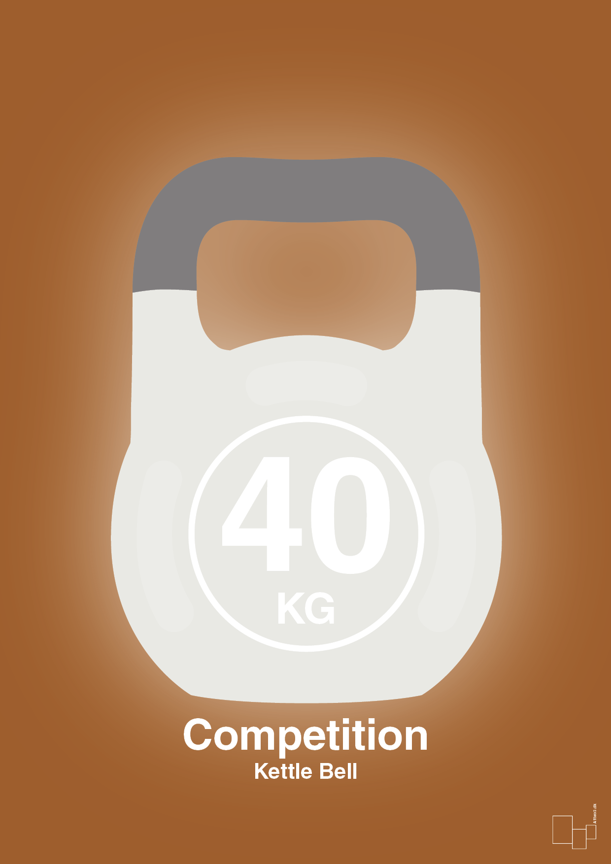 kettle bell 40 kg - competition color - Plakat med Grafik i Cognac