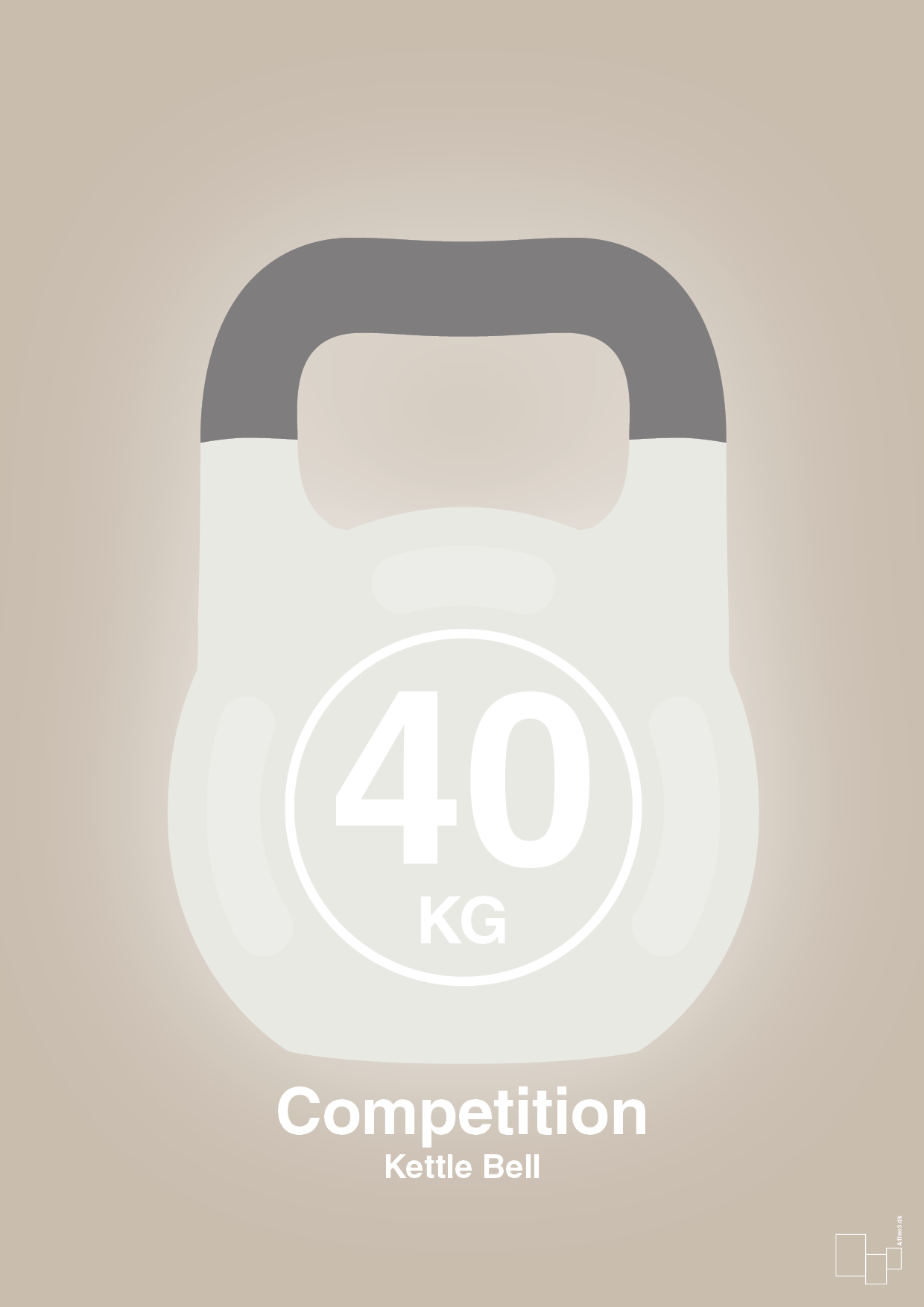 kettle bell 40 kg - competition color - Plakat med Grafik i Creamy Mushroom