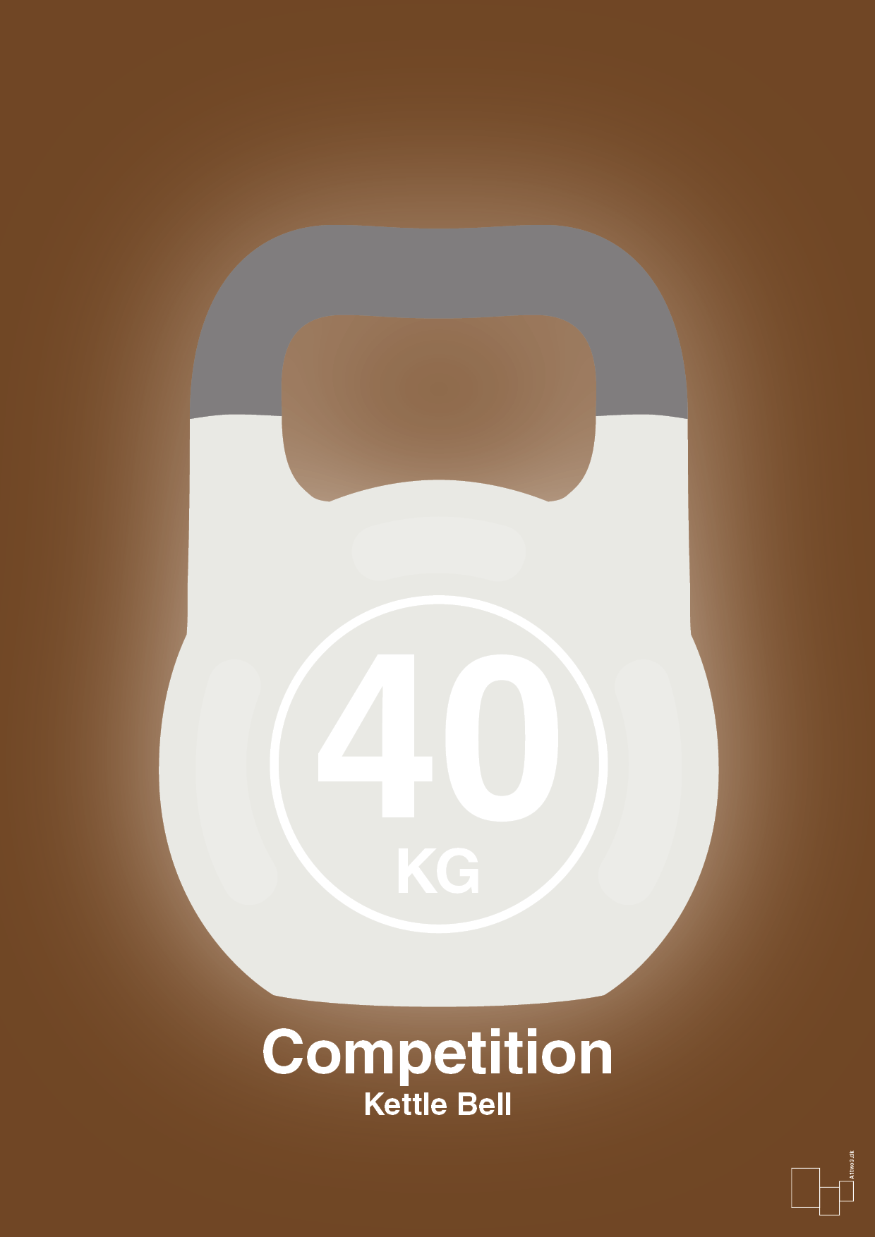 kettle bell 40 kg - competition color - Plakat med Grafik i Dark Brown