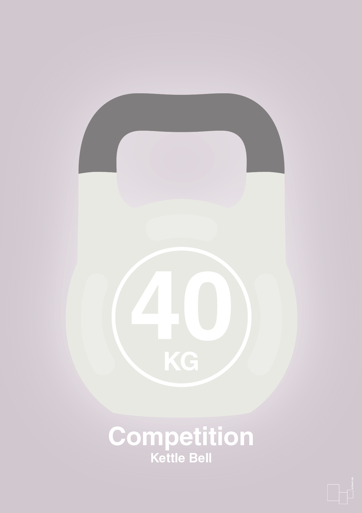 kettle bell 40 kg - competition color - Plakat med Grafik i Dusty Lilac
