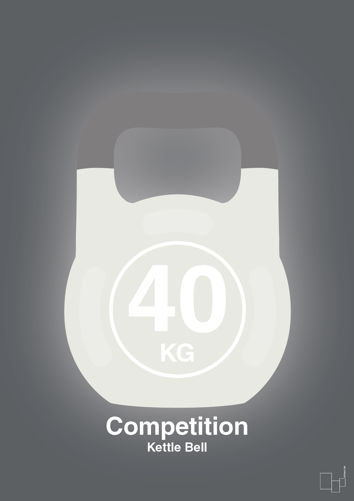 kettle bell 40 kg - competition color - Plakat med Grafik i Graphic Charcoal