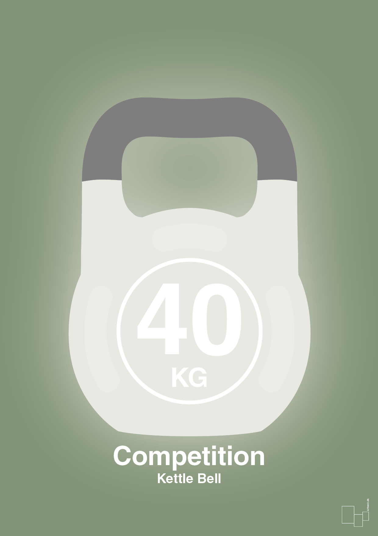 kettle bell 40 kg - competition color - Plakat med Grafik i Jade