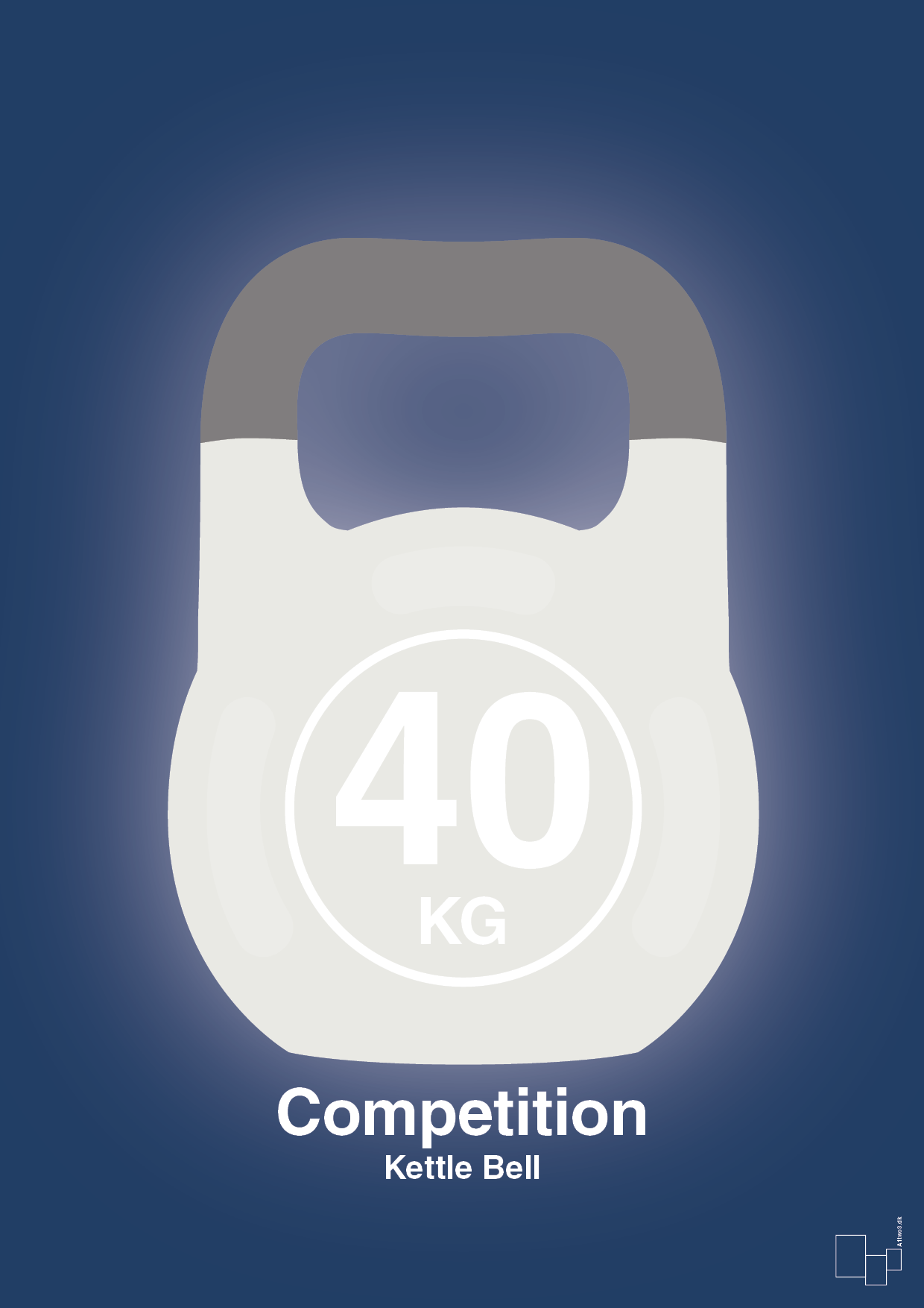 kettle bell 40 kg - competition color - Plakat med Grafik i Lapis Blue