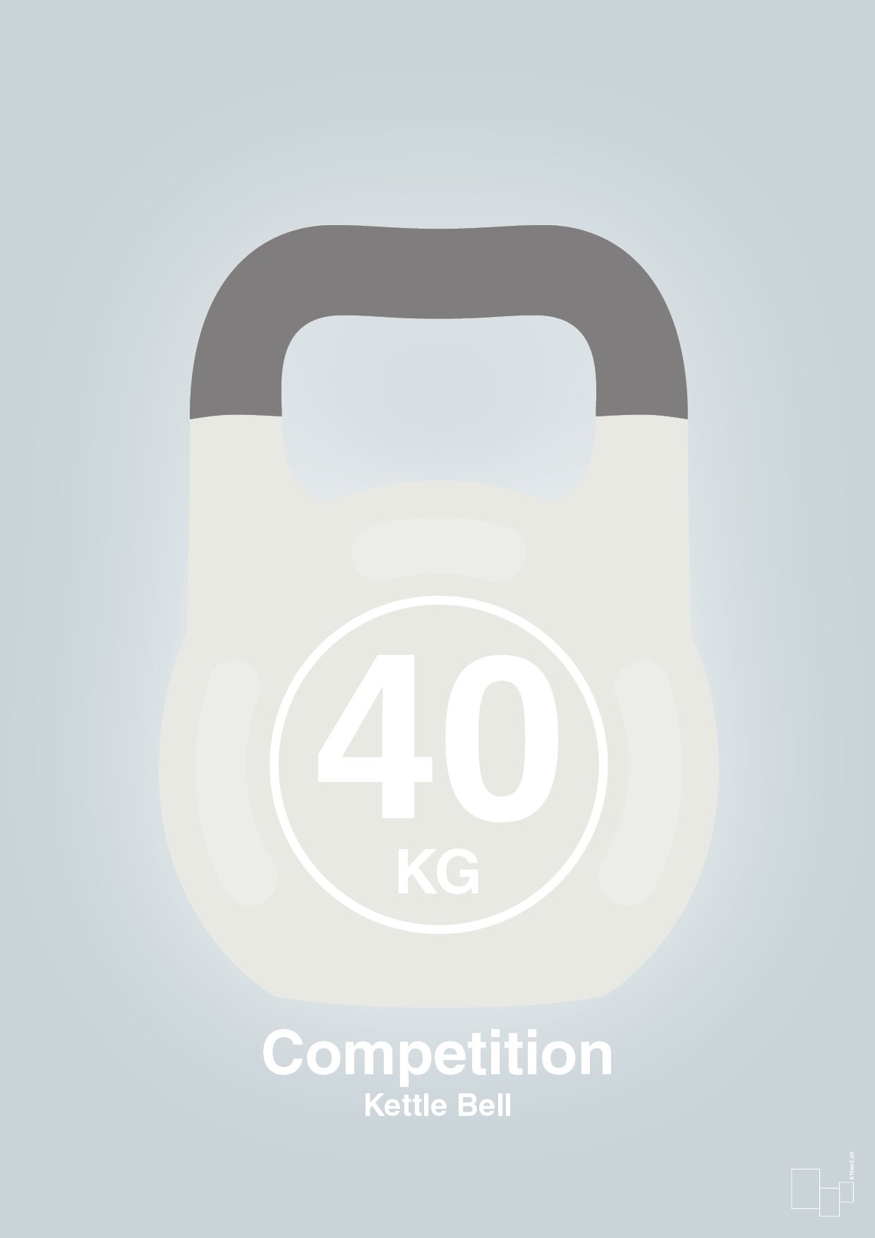 kettle bell 40 kg - competition color - Plakat med Grafik i Light Drizzle