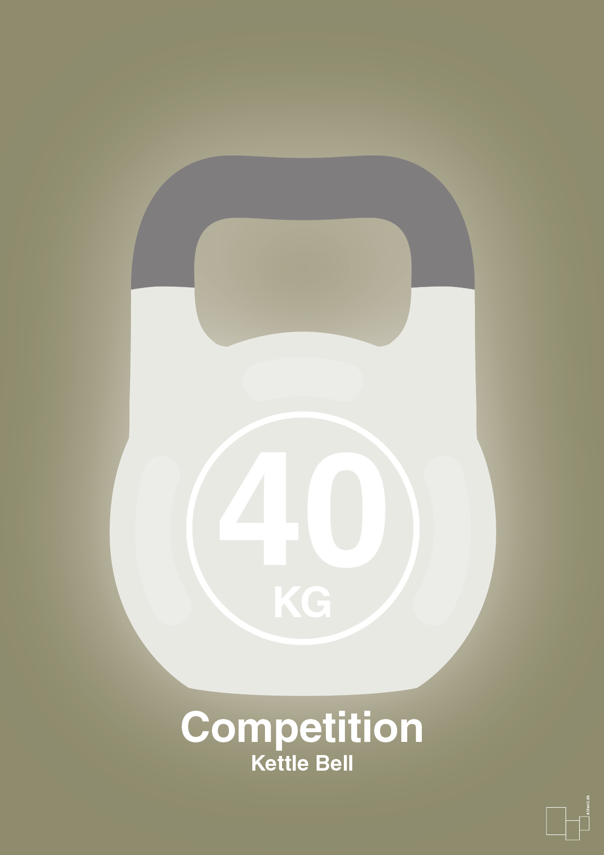 kettle bell 40 kg - competition color - Plakat med Grafik i Misty Forrest