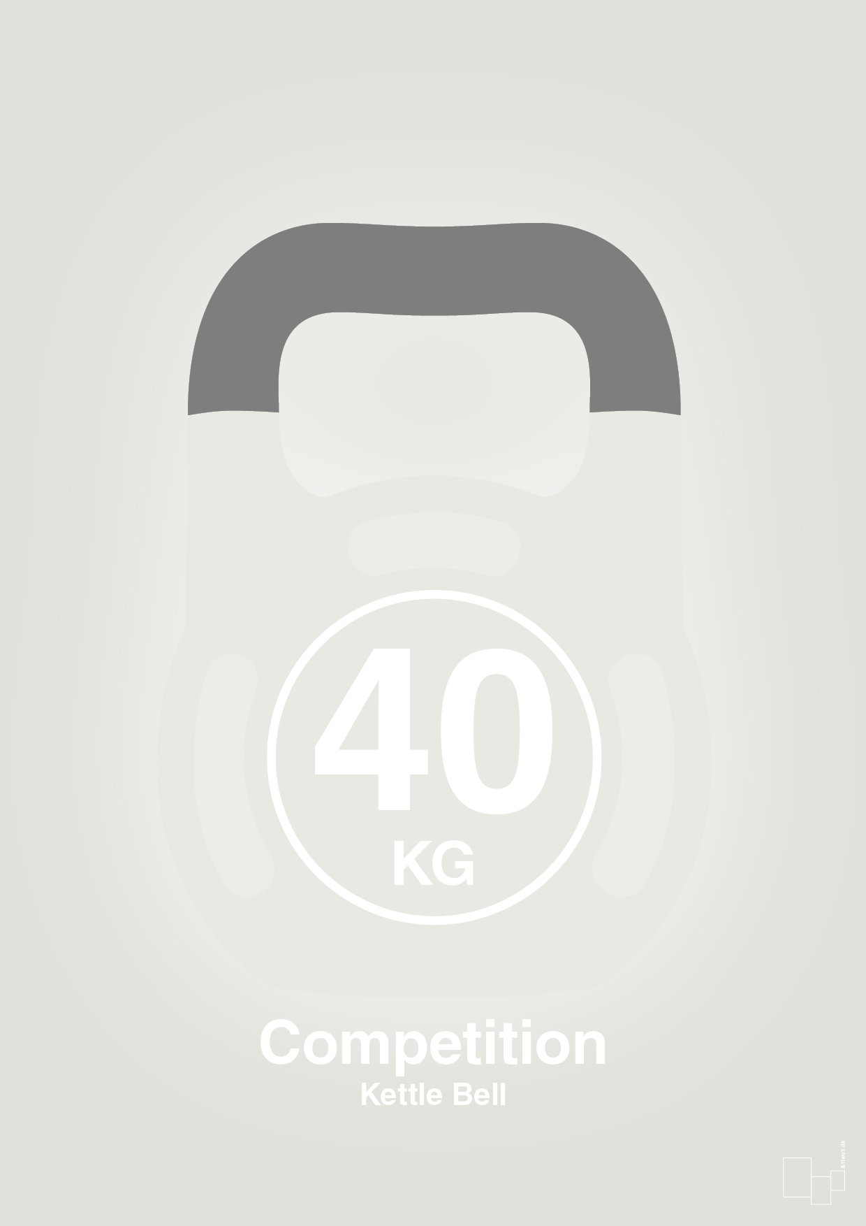kettle bell 40 kg - competition color - Plakat med Grafik i Painters White