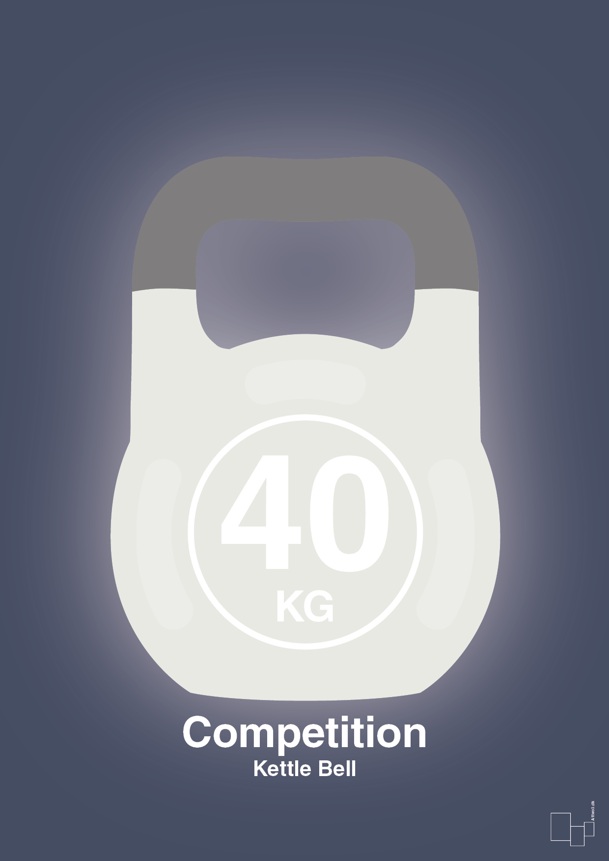 kettle bell 40 kg - competition color - Plakat med Grafik i Petrol