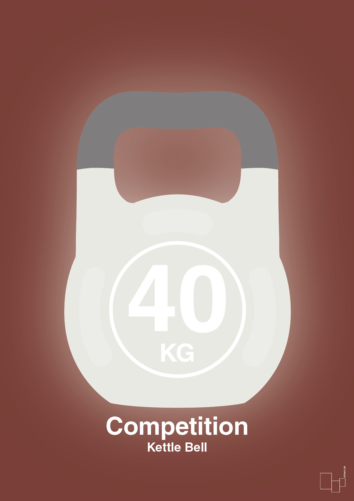 kettle bell 40 kg - competition color - Plakat med Grafik i Red Pepper