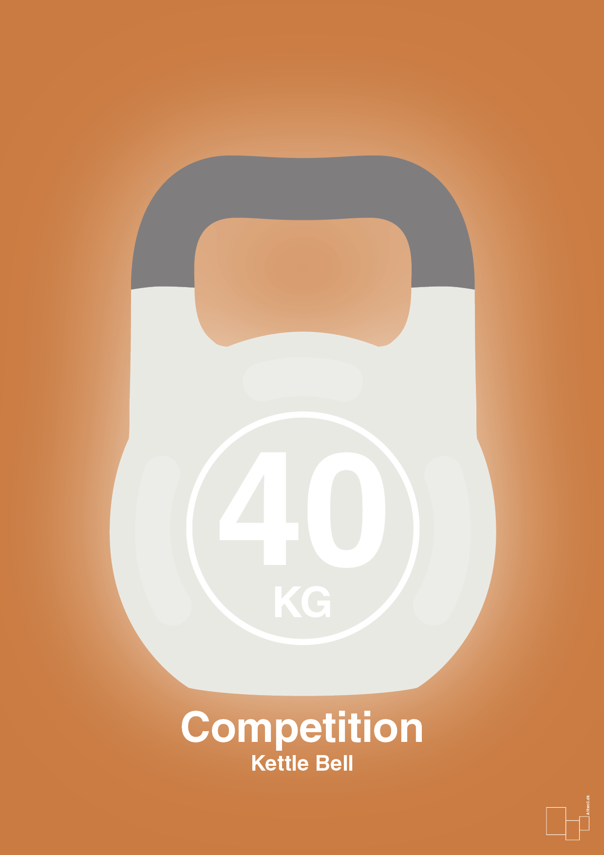 kettle bell 40 kg - competition color - Plakat med Grafik i Rumba Orange