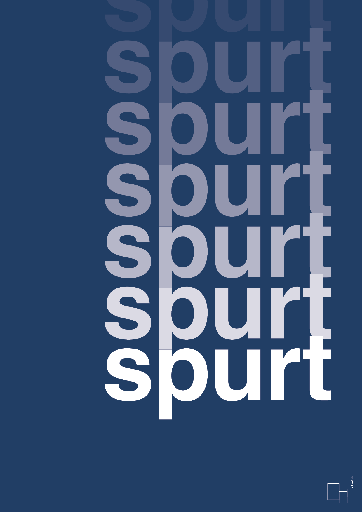 spurt - Plakat med Ord i Lapis Blue