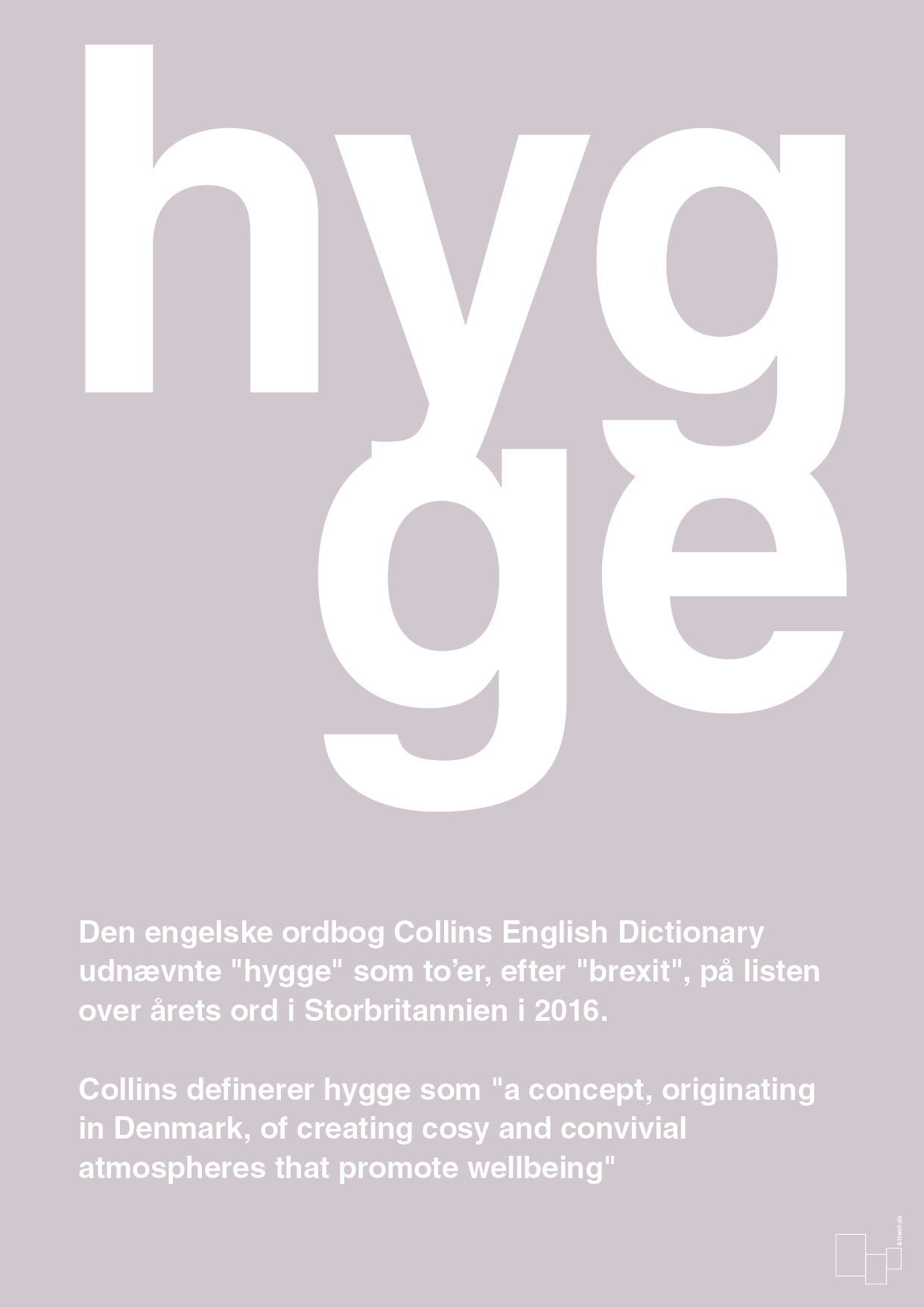 hygge - Plakat med Ord i Dusty Lilac