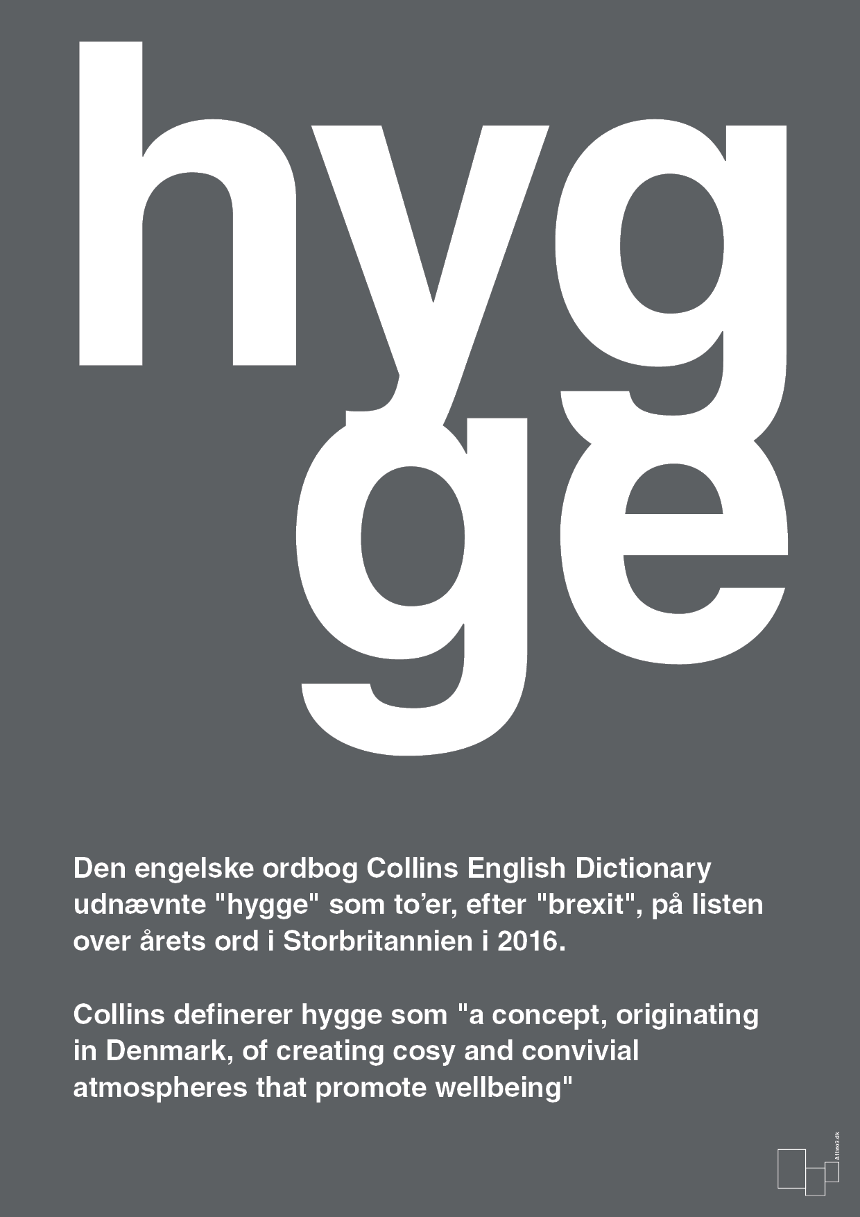hygge - Plakat med Ord i Graphic Charcoal