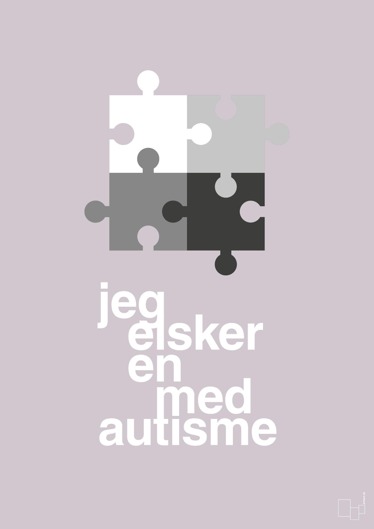 jeg elsker en med autisme - Plakat med Samfund i Dusty Lilac