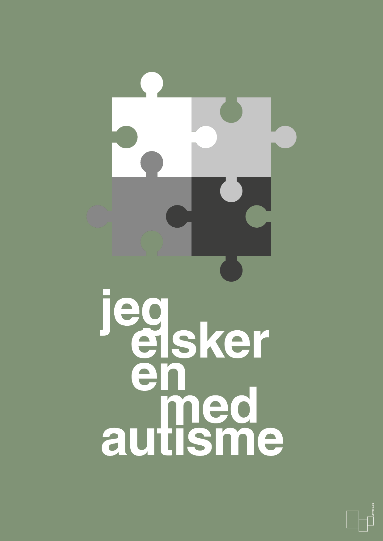 jeg elsker en med autisme - Plakat med Samfund i Jade