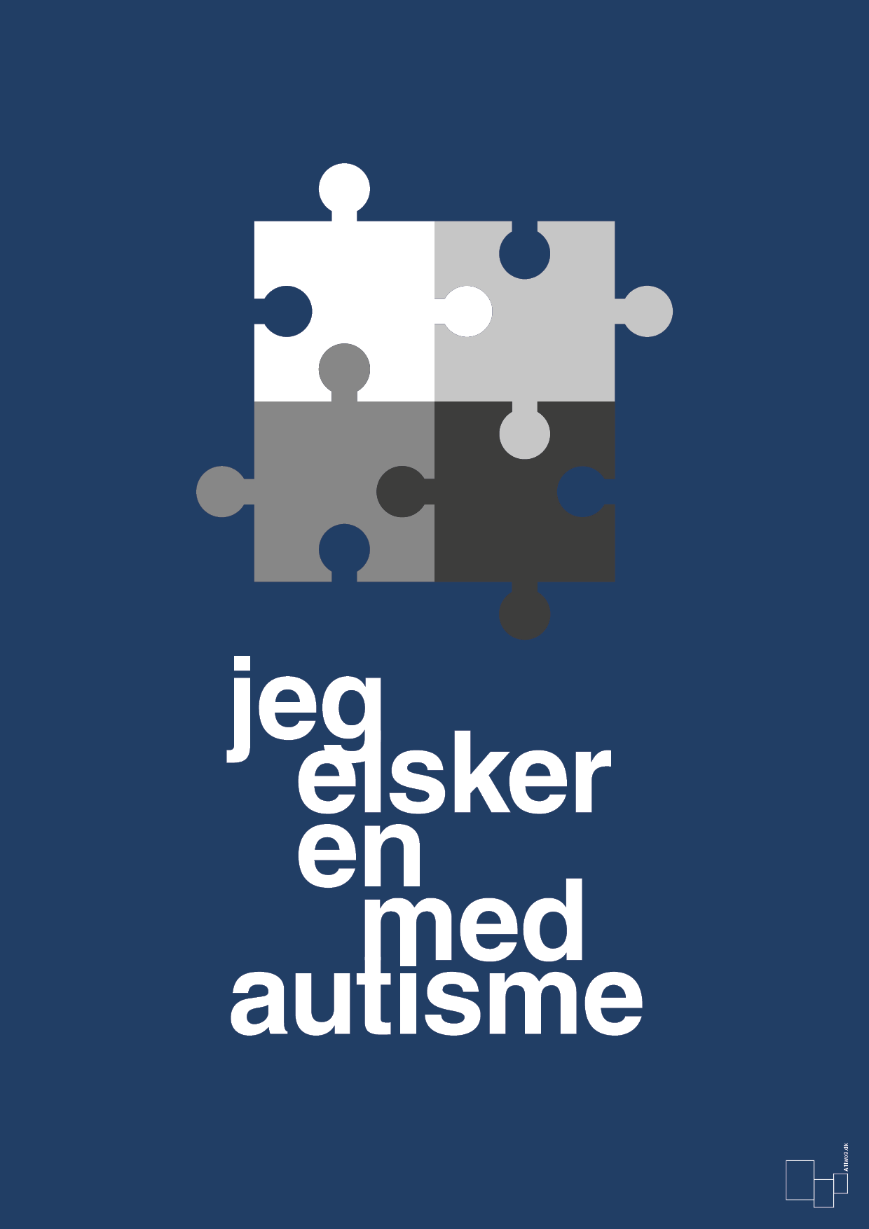jeg elsker en med autisme - Plakat med Samfund i Lapis Blue