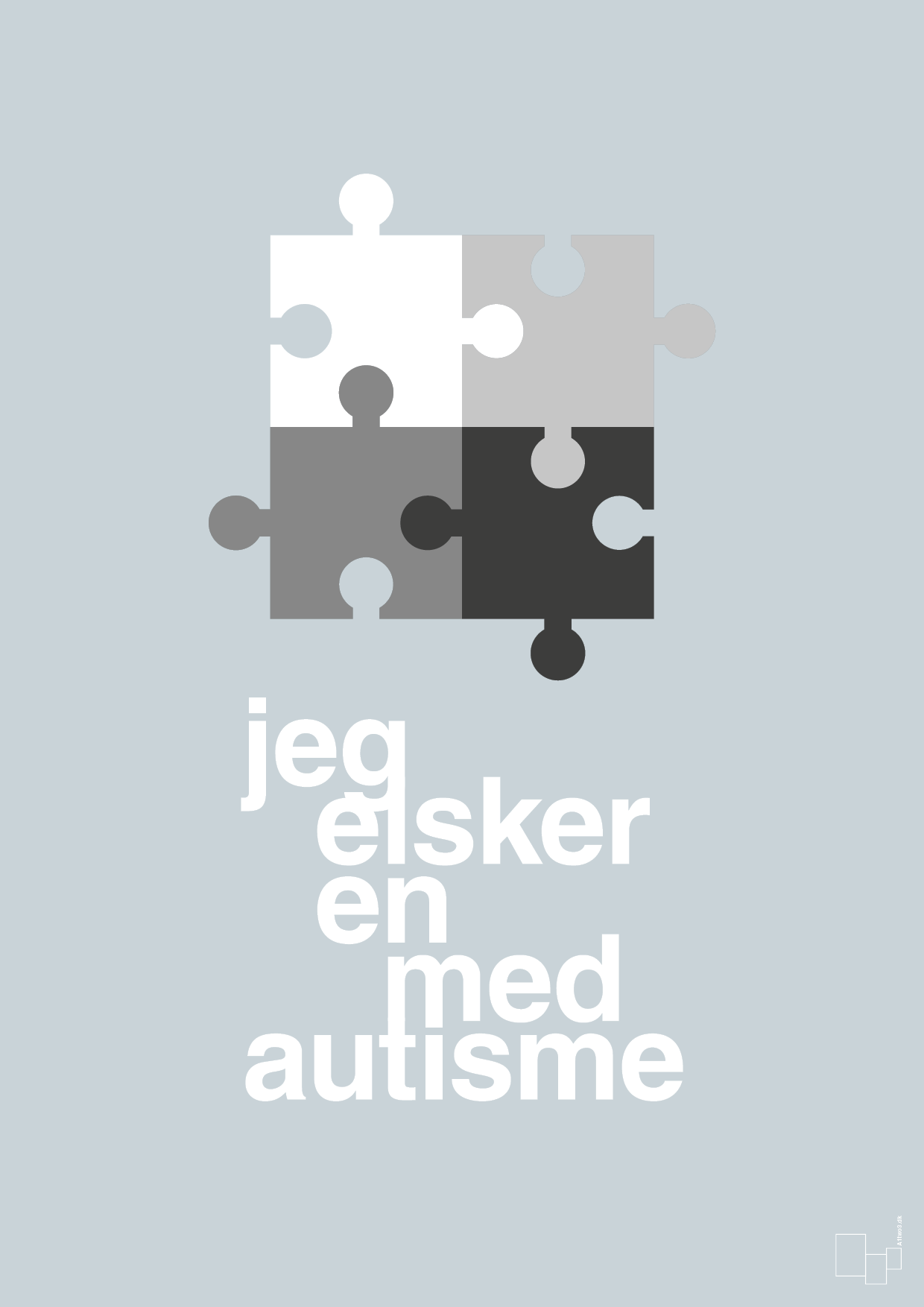 jeg elsker en med autisme - Plakat med Samfund i Light Drizzle