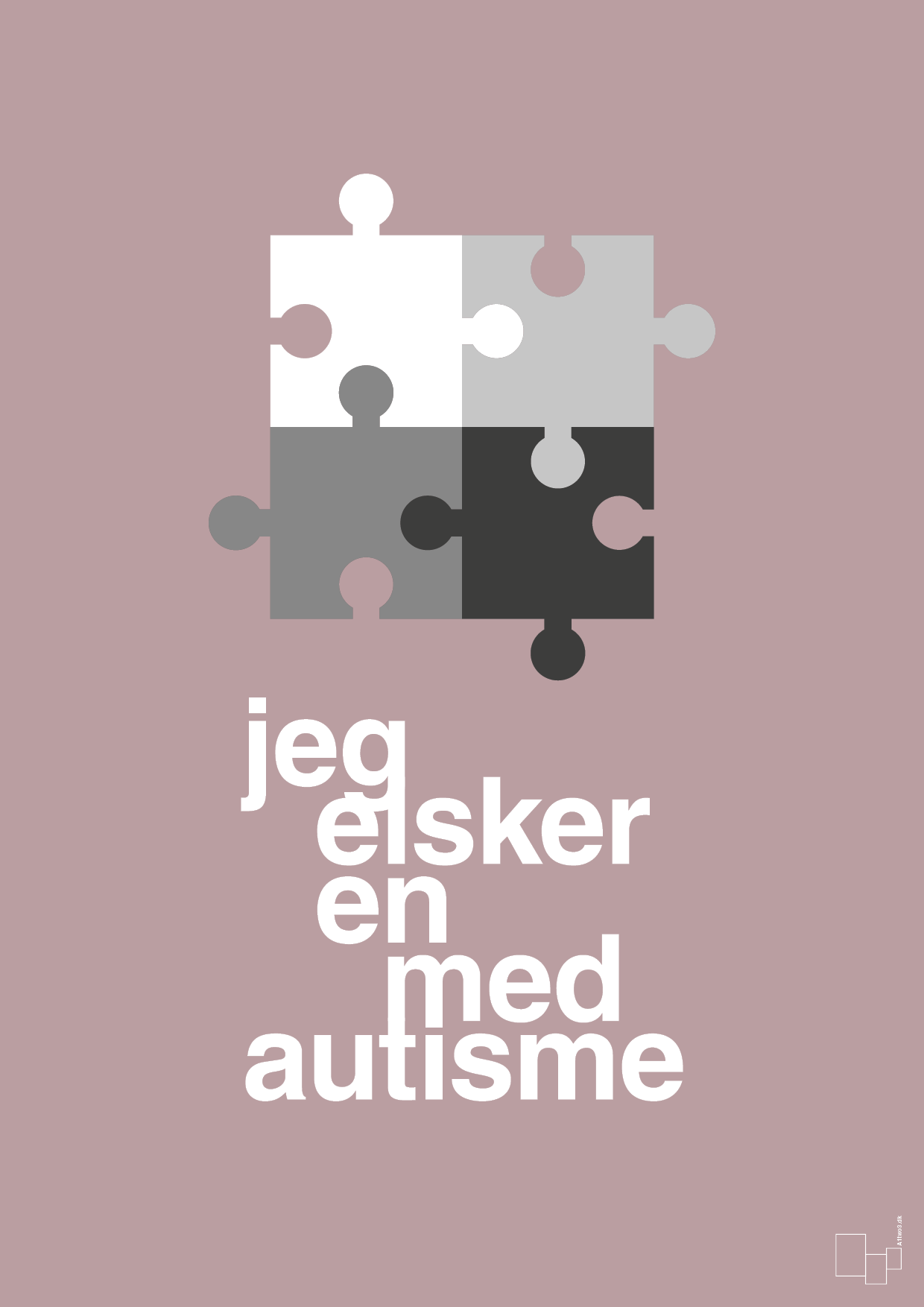 jeg elsker en med autisme - Plakat med Samfund i Light Rose