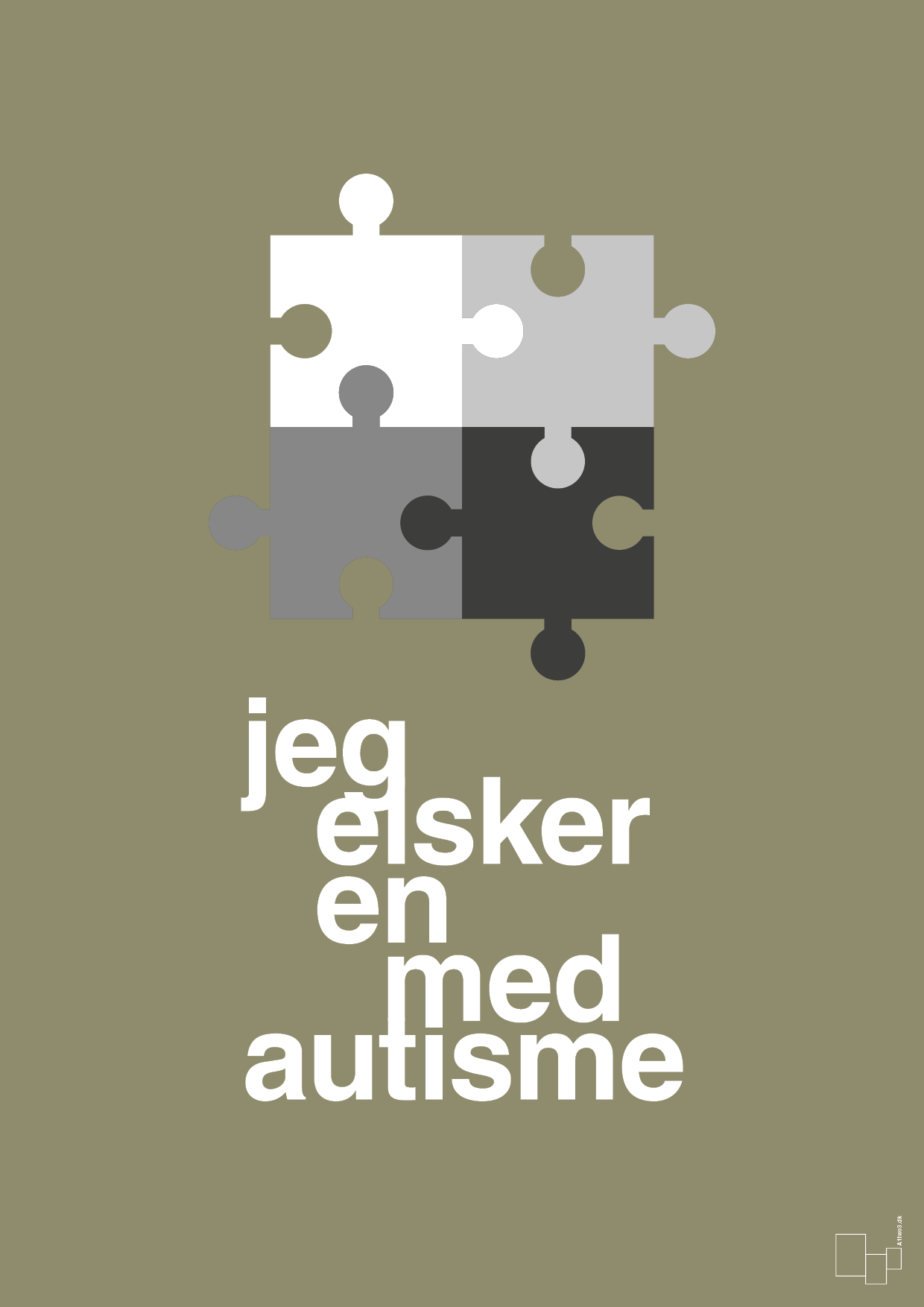 jeg elsker en med autisme - Plakat med Samfund i Misty Forrest