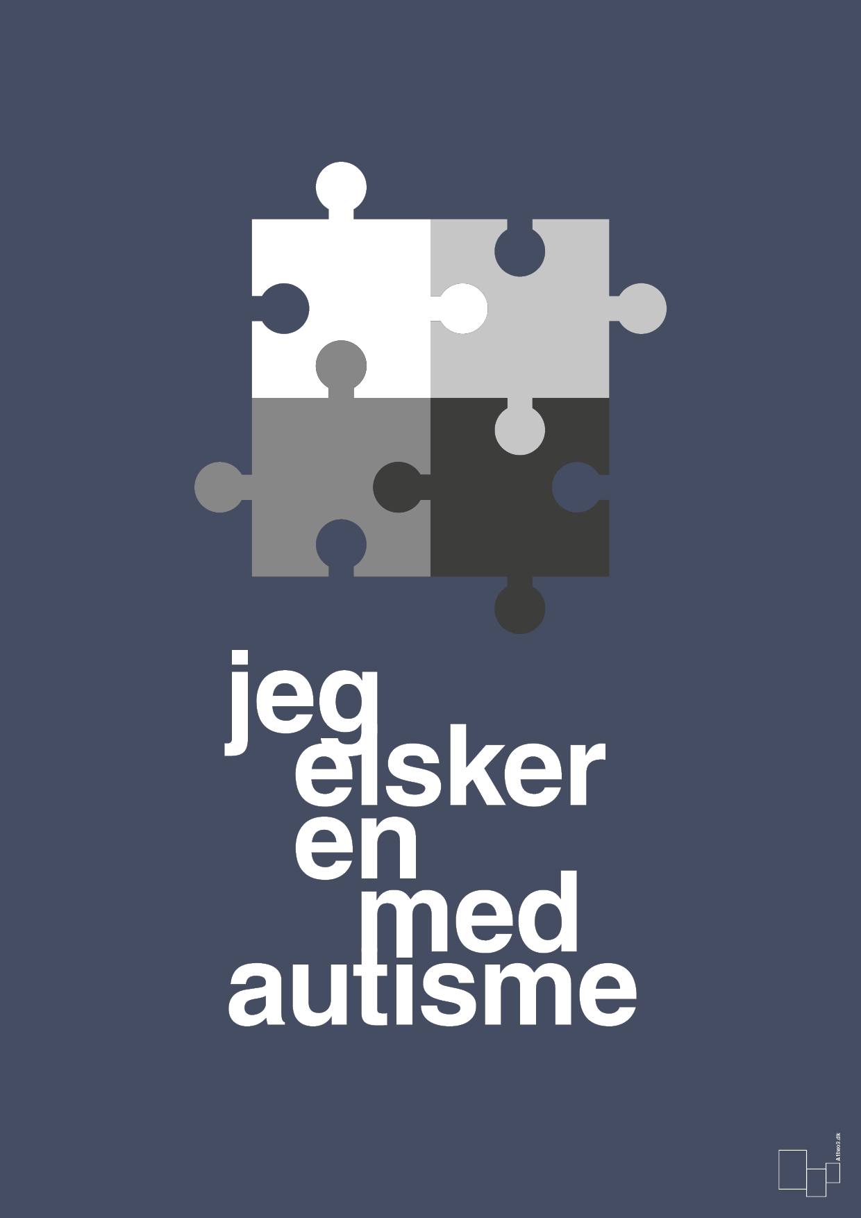jeg elsker en med autisme - Plakat med Samfund i Petrol