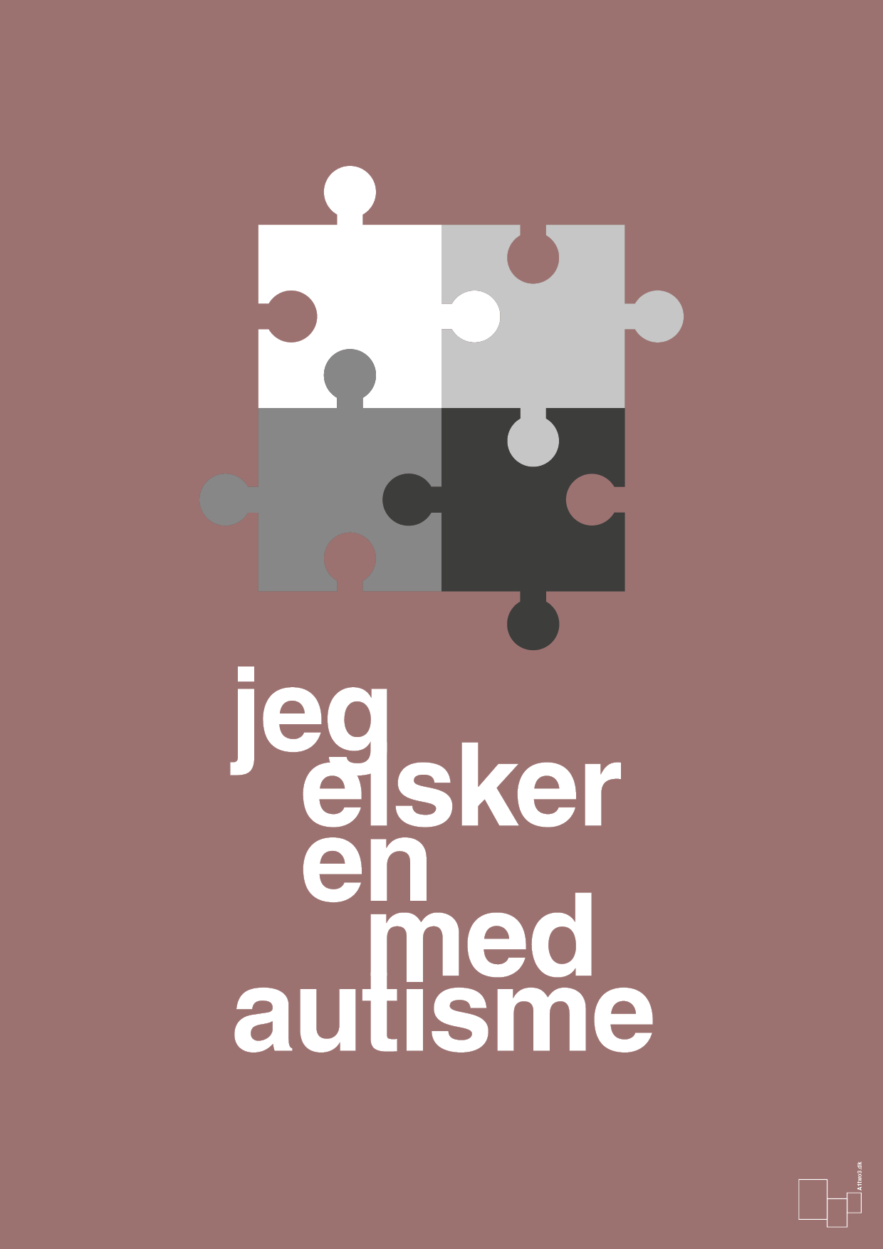 jeg elsker en med autisme - Plakat med Samfund i Plum