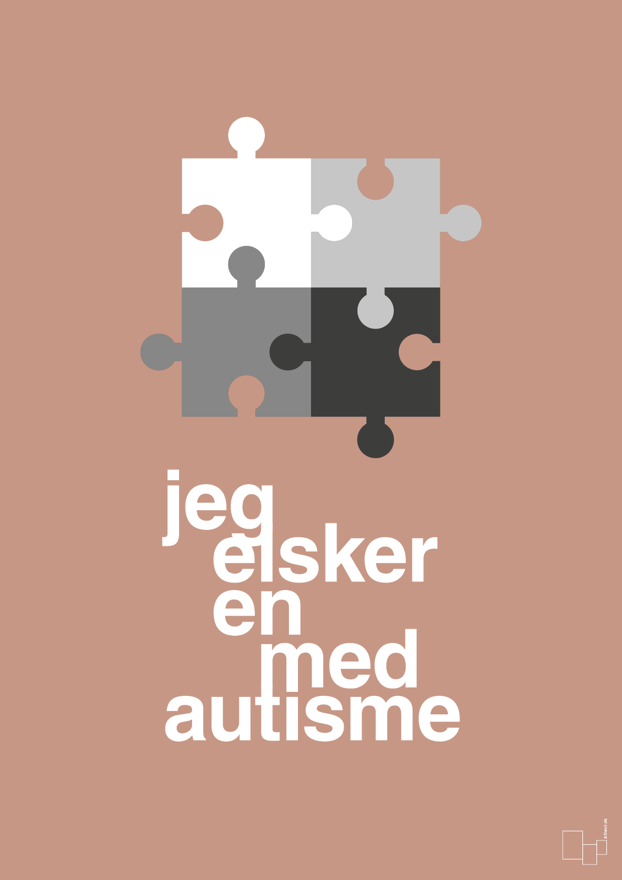 jeg elsker en med autisme - Plakat med Samfund i Powder