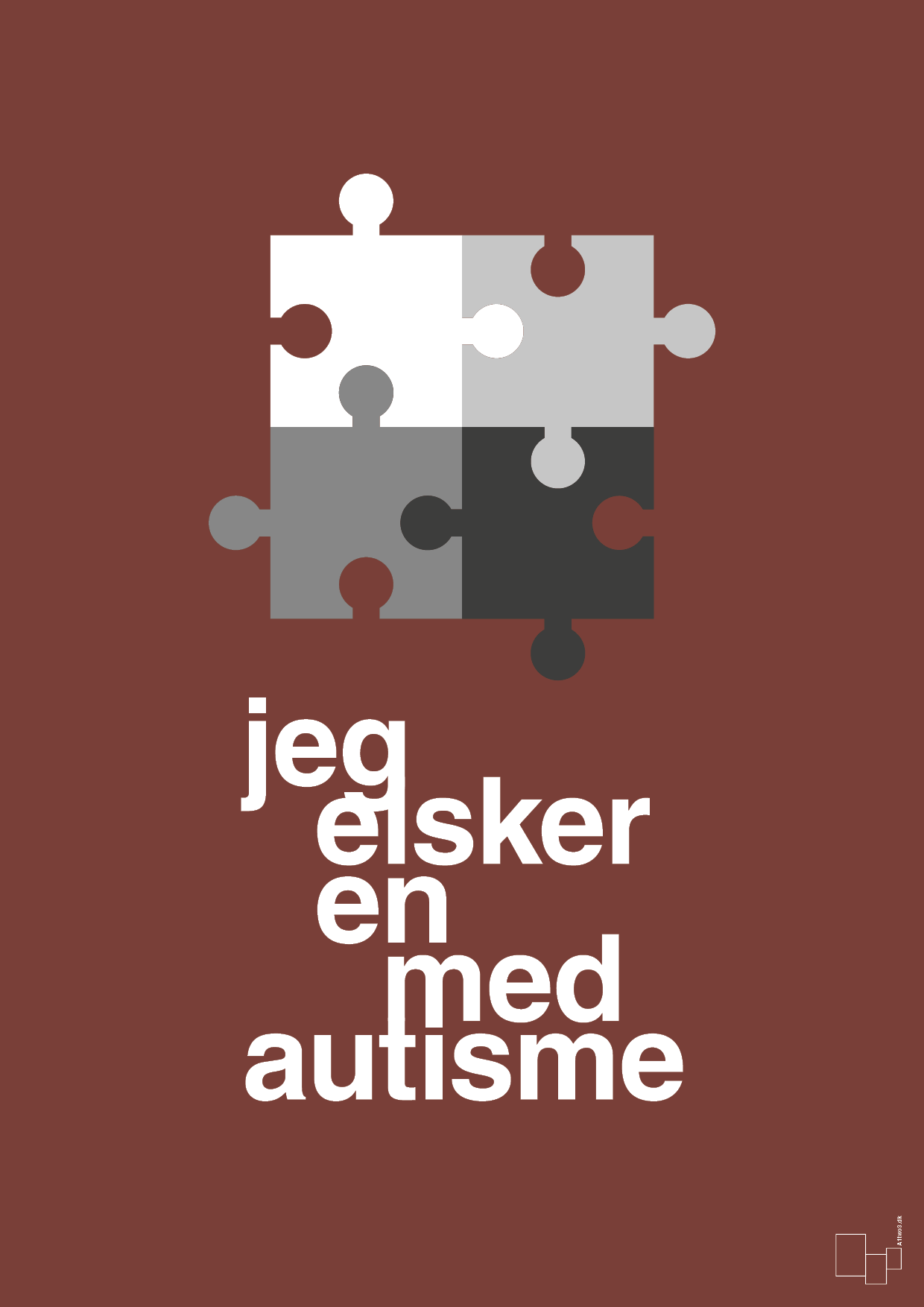 jeg elsker en med autisme - Plakat med Samfund i Red Pepper