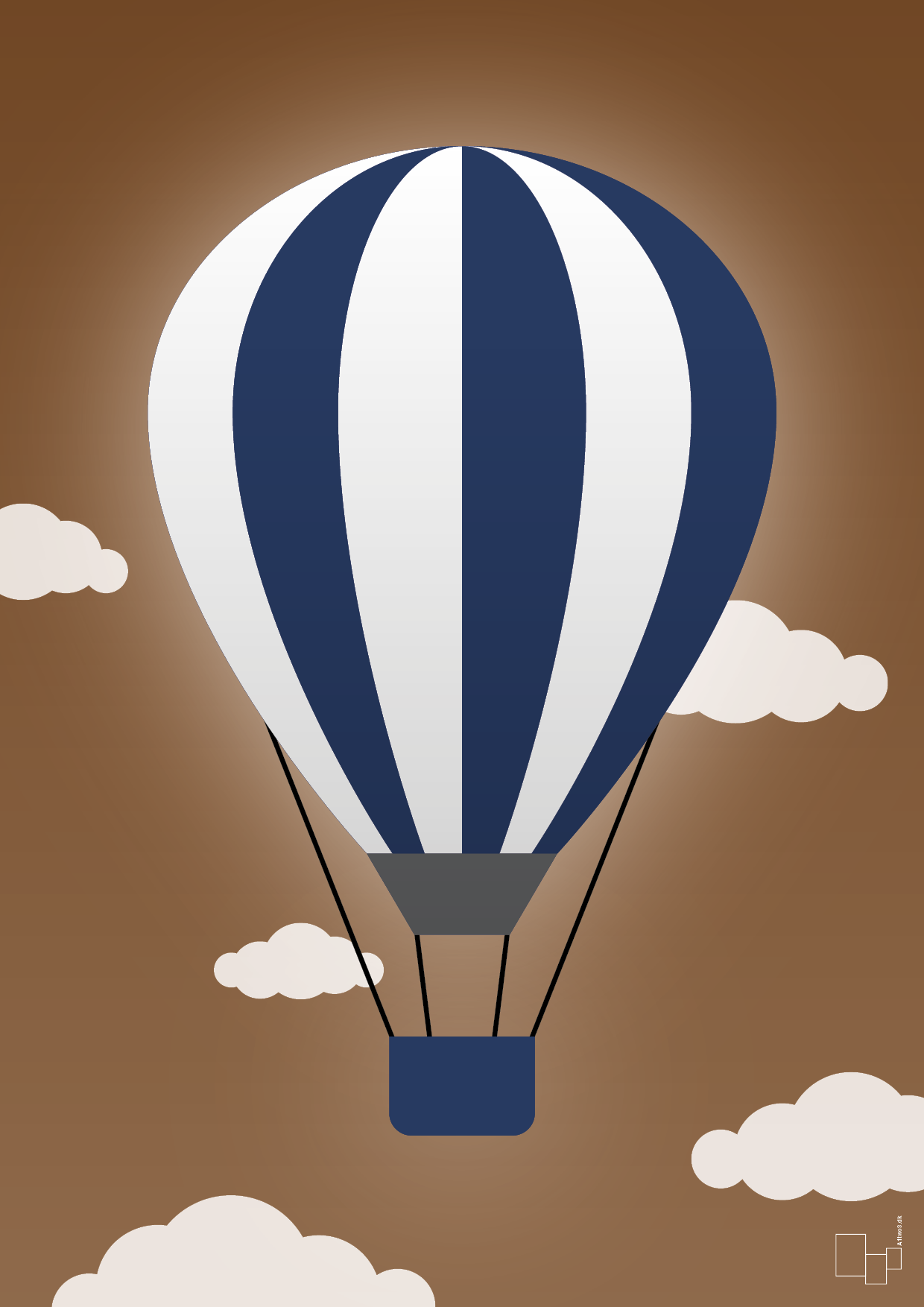 luftballon i blå - Plakat med Grafik i Dark Brown