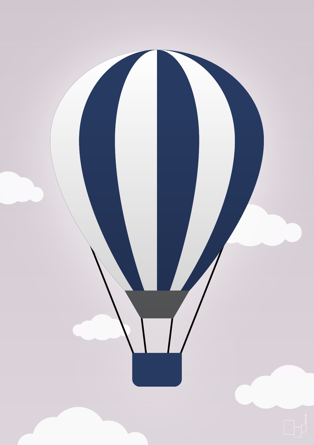 luftballon i blå - Plakat med Grafik i Dusty Lilac