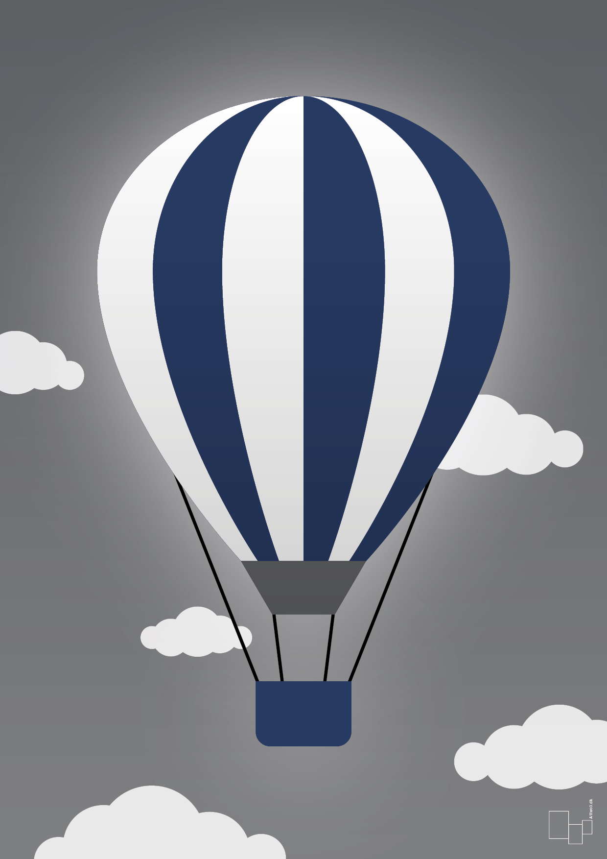 luftballon i blå - Plakat med Grafik i Graphic Charcoal