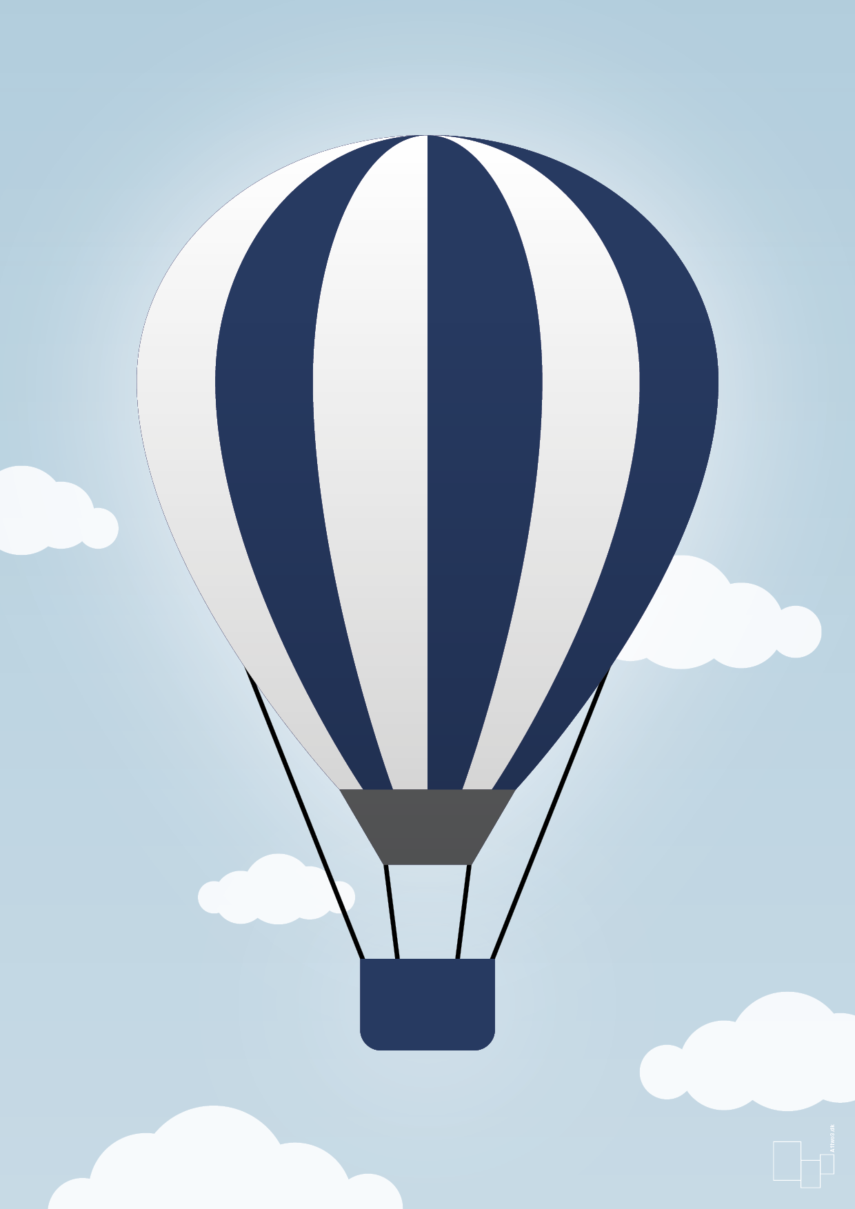 luftballon i blå - Plakat med Grafik i Heavenly Blue