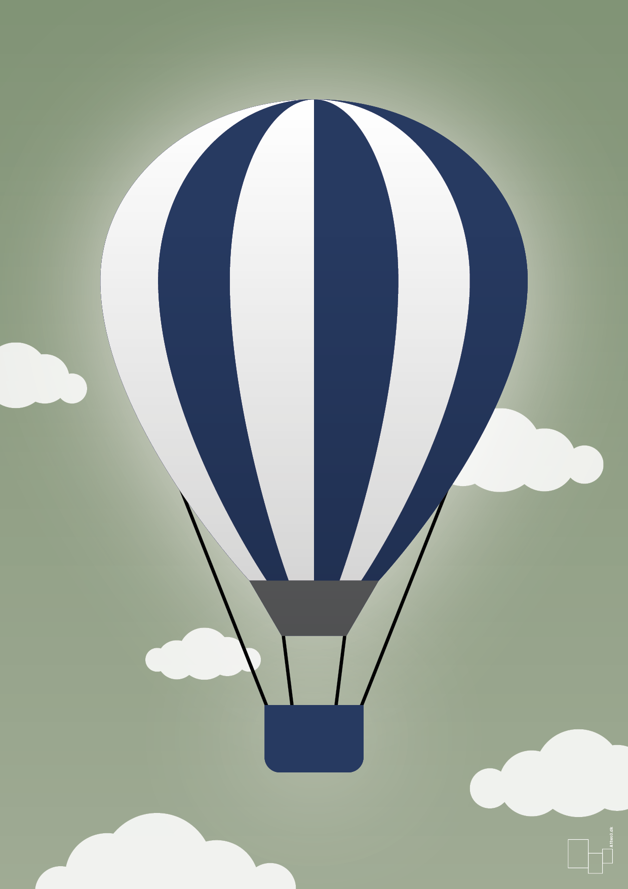 luftballon i blå - Plakat med Grafik i Jade