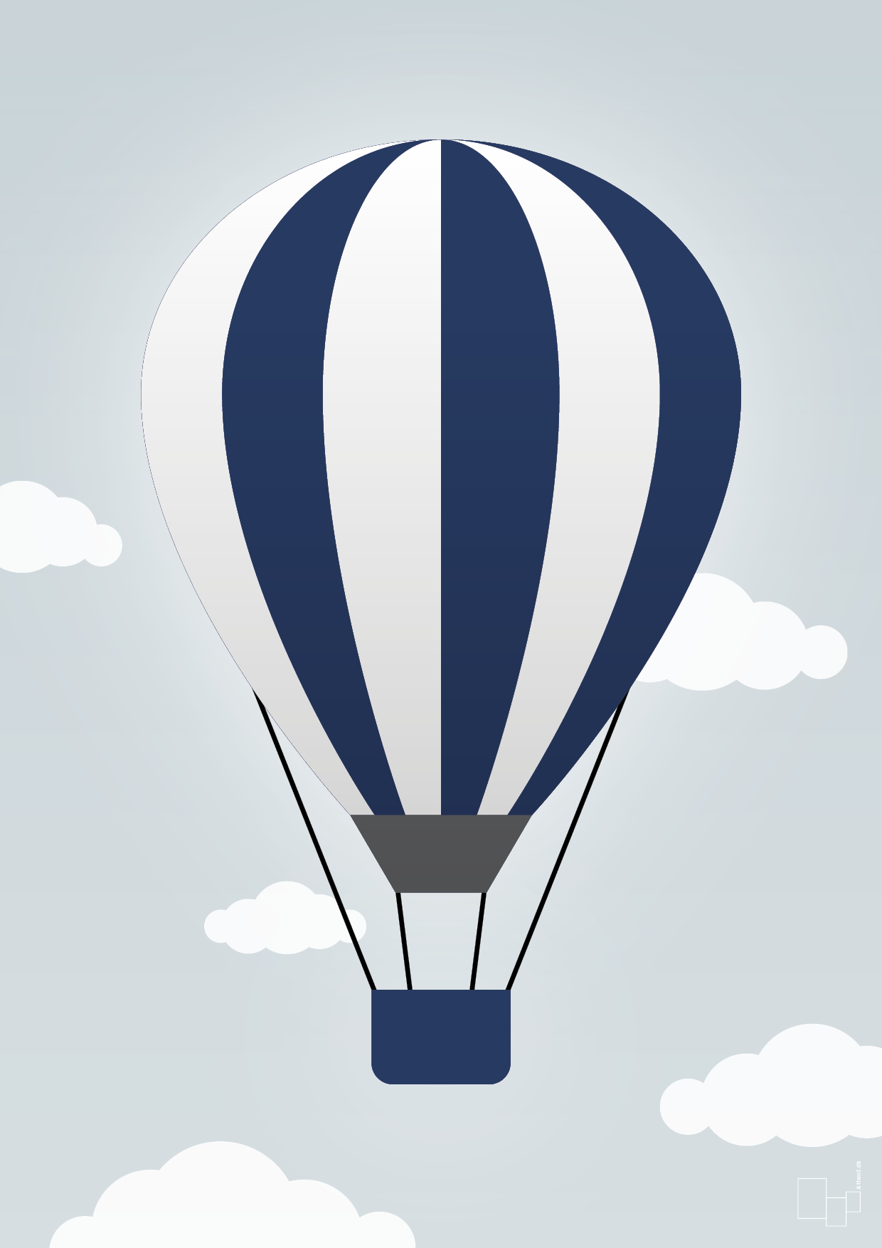 luftballon i blå - Plakat med Grafik i Light Drizzle