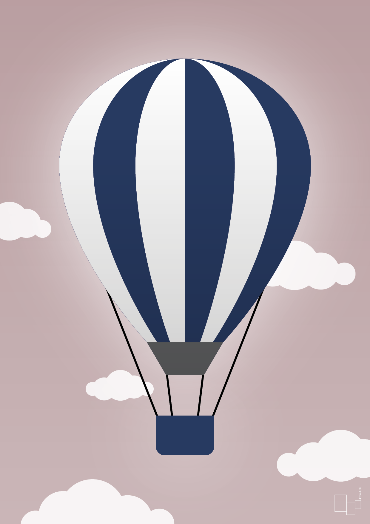 luftballon i blå - Plakat med Grafik i Light Rose