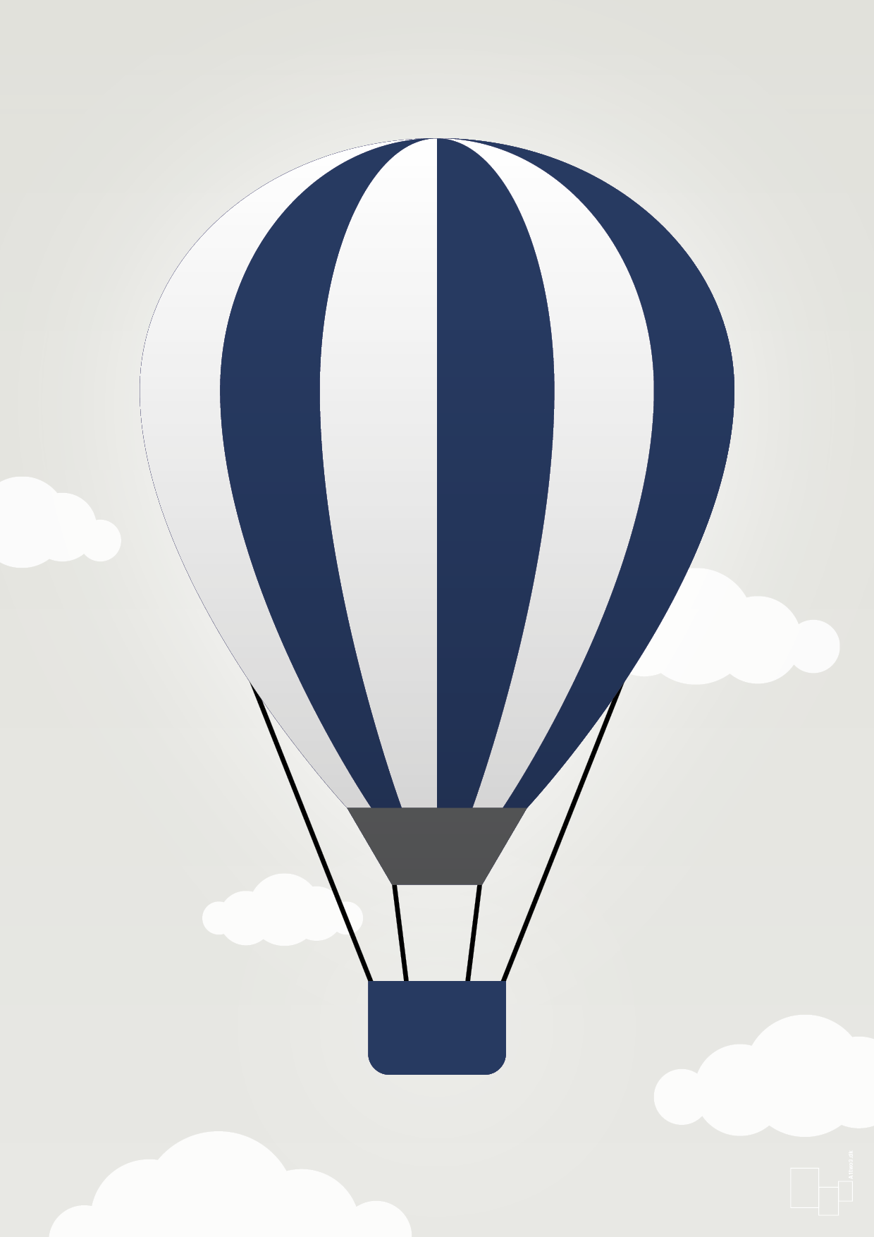 luftballon i blå - Plakat med Grafik i Painters White