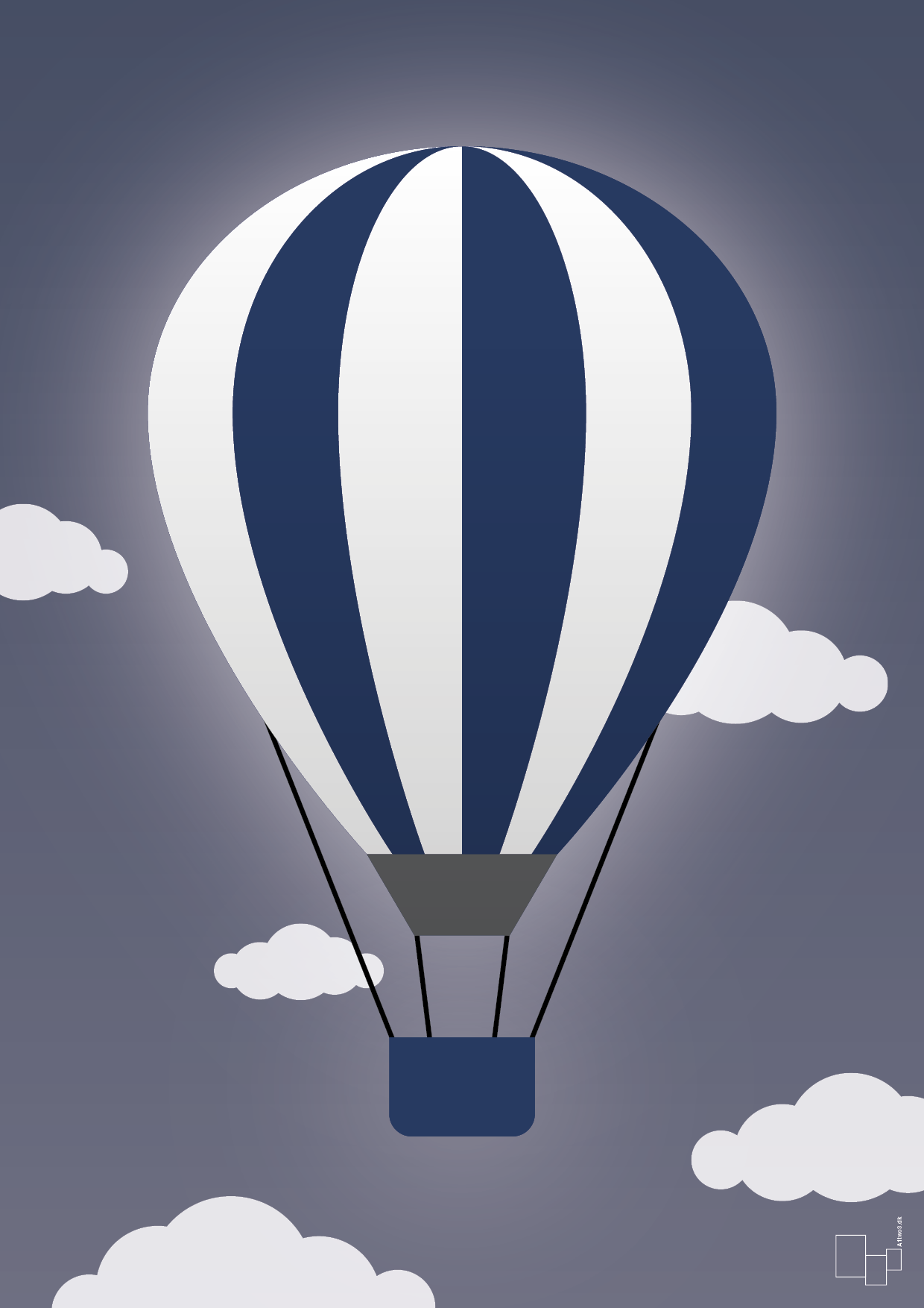 luftballon i blå - Plakat med Grafik i Petrol