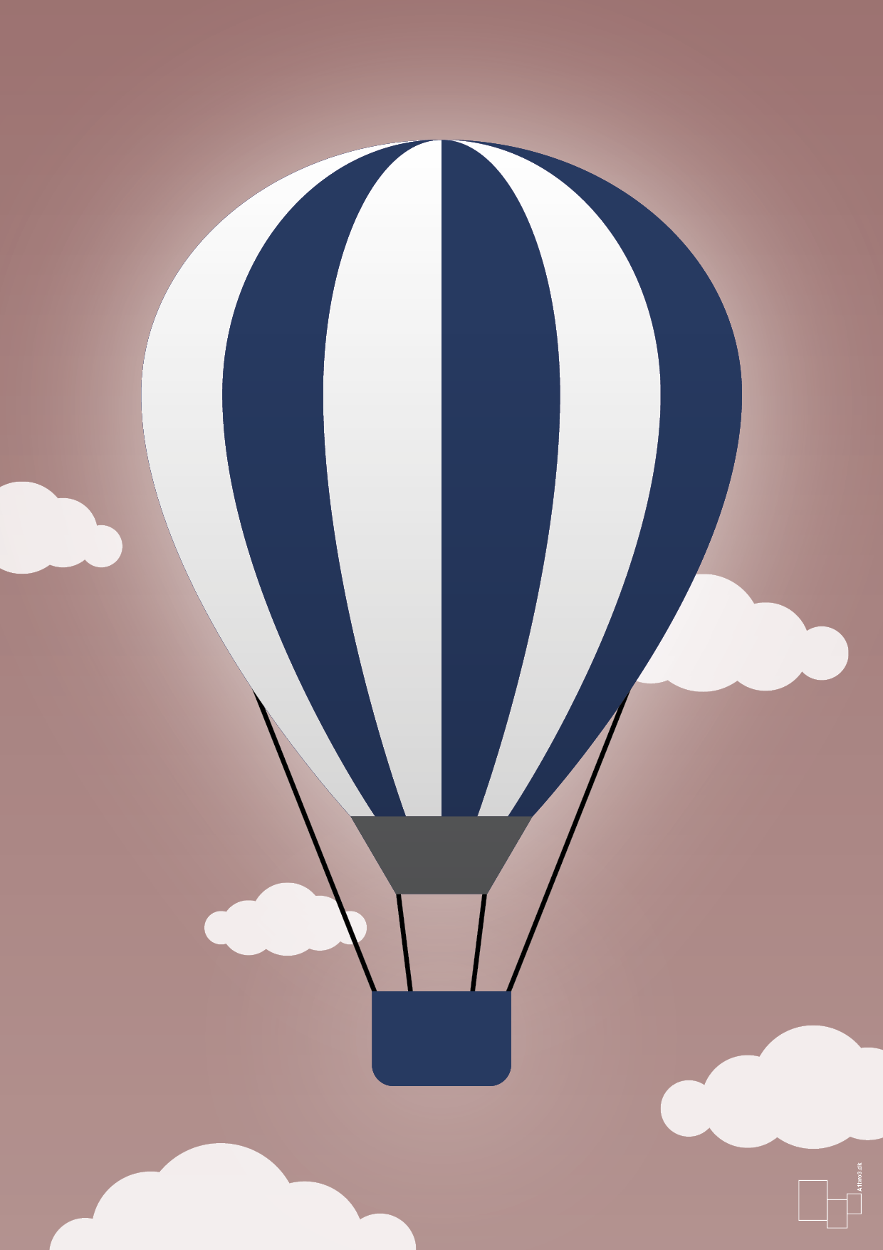 luftballon i blå - Plakat med Grafik i Plum