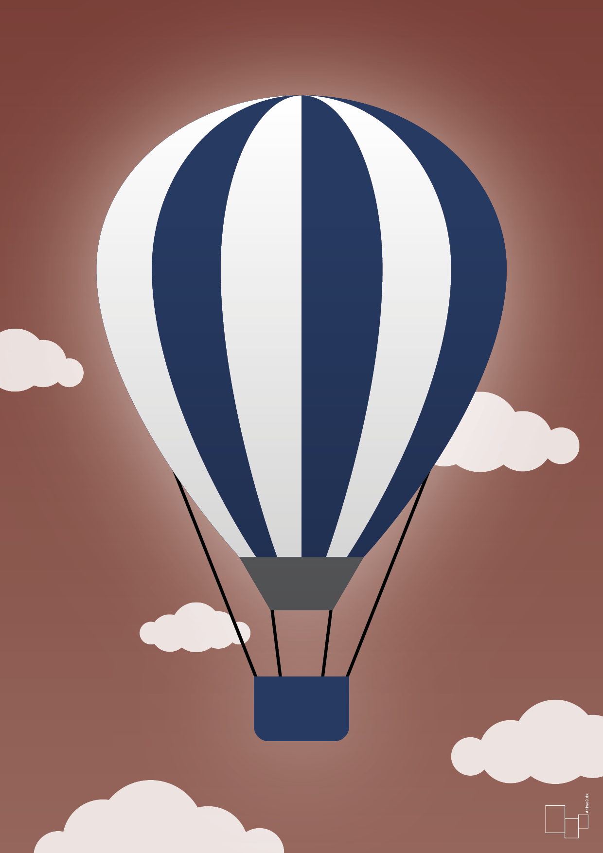 luftballon i blå - Plakat med Grafik i Red Pepper