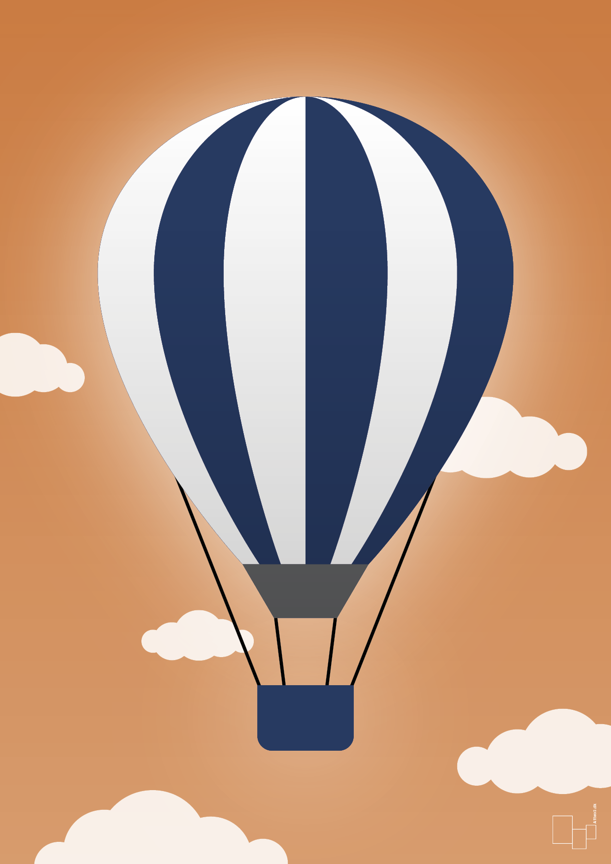 luftballon i blå - Plakat med Grafik i Rumba Orange