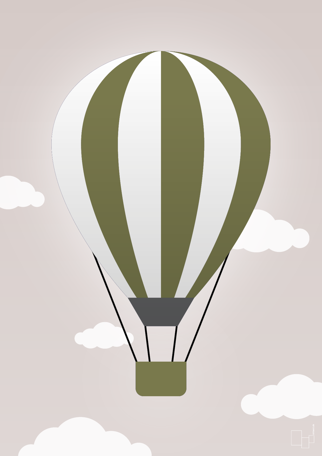luftballon i grøn - Plakat med Grafik i Broken Beige