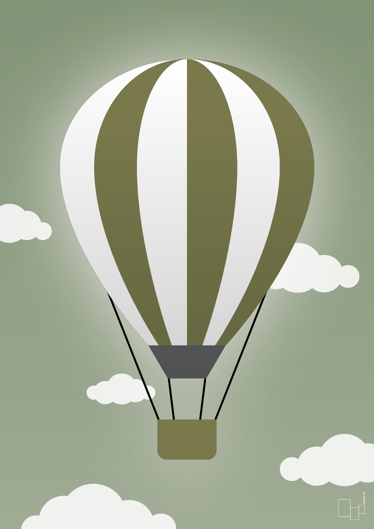 luftballon i grøn - Plakat med Grafik i Jade
