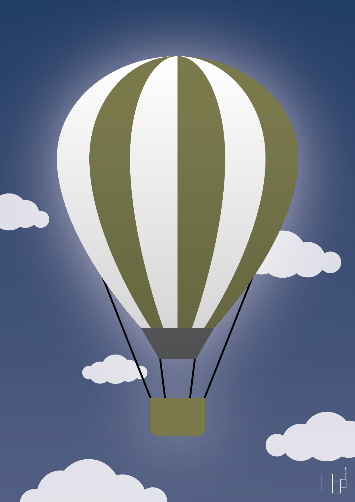 luftballon i grøn - Plakat med Grafik i Lapis Blue