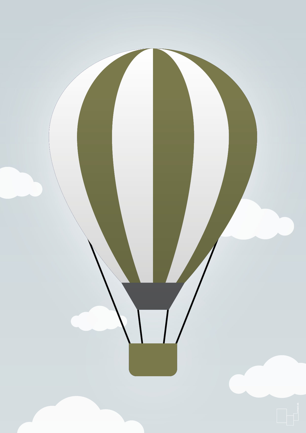 luftballon i grøn - Plakat med Grafik i Light Drizzle