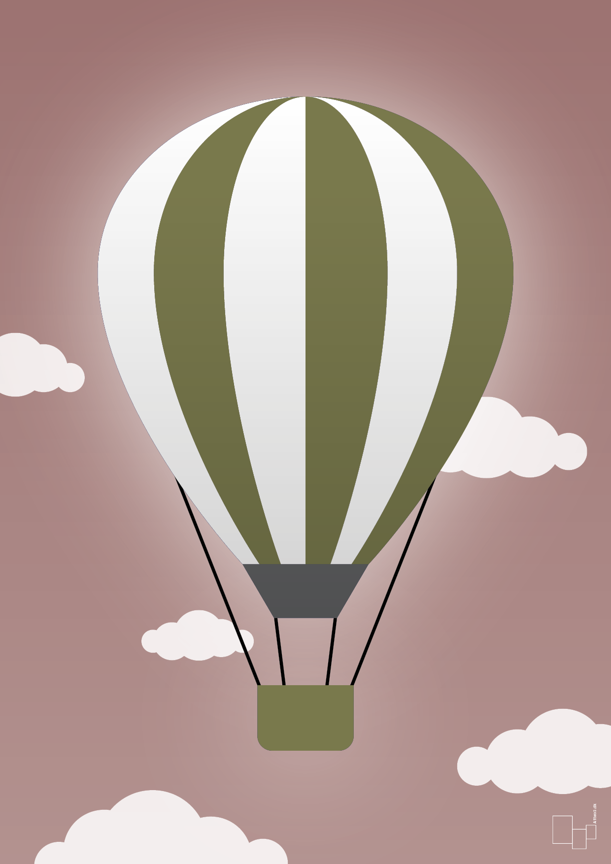 luftballon i grøn - Plakat med Grafik i Plum