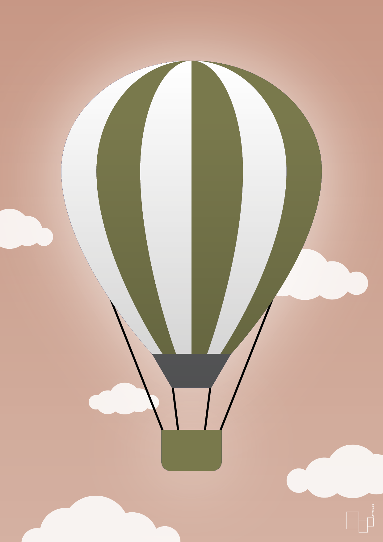 luftballon i grøn - Plakat med Grafik i Powder