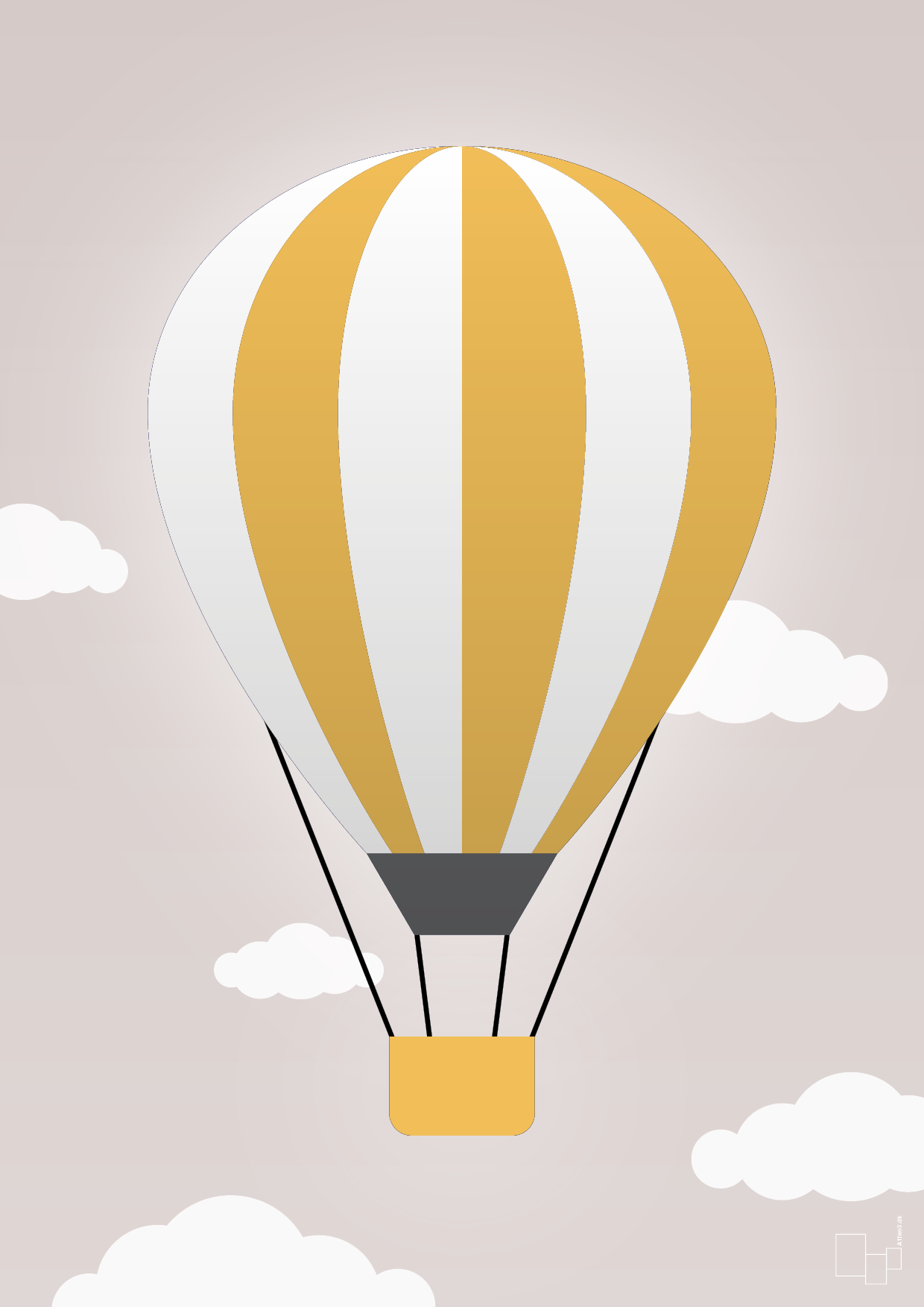luftballon i gul - Plakat med Grafik i Broken Beige