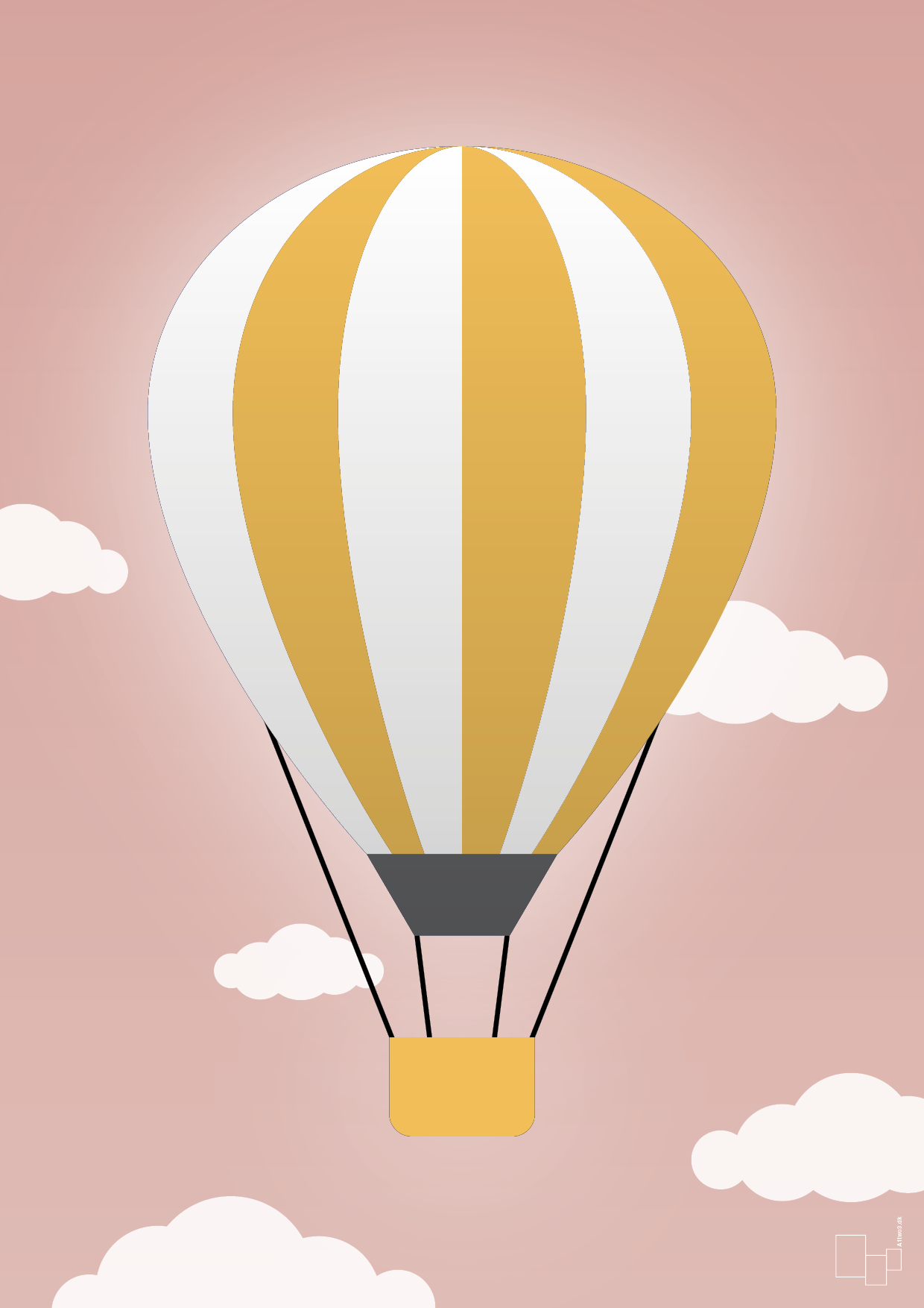 luftballon i gul - Plakat med Grafik i Bubble Shell