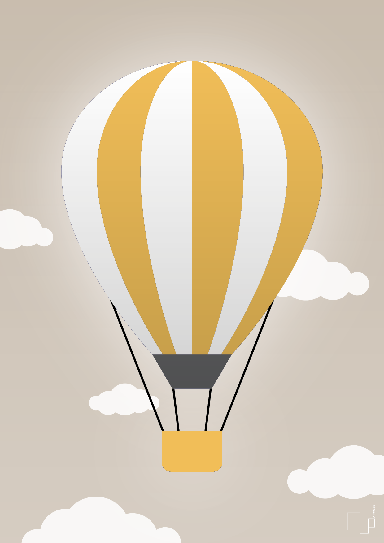 luftballon i gul - Plakat med Grafik i Creamy Mushroom