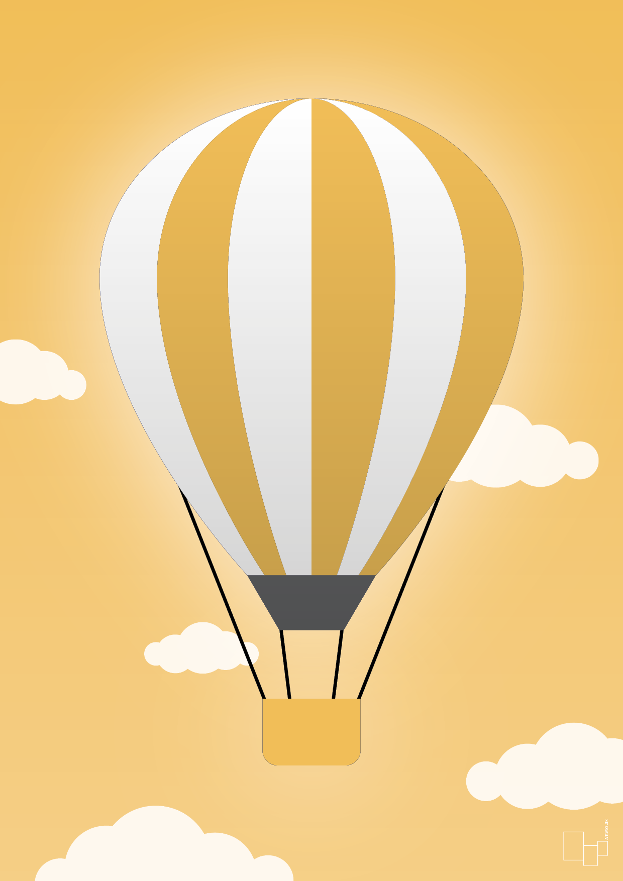 luftballon i gul - Plakat med Grafik i Honeycomb